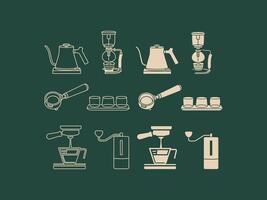 Coffee Equipment Icon Set, Minimal Line and Solid Style vector