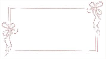 Elegant vintage frame with retro bows and ribbons in line style. template for graphic design, rectangular frame vector