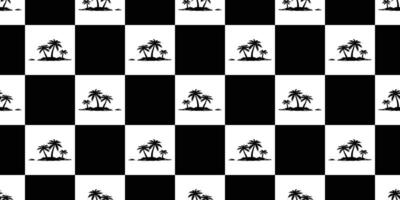 palm tree seamless pattern coconut tree island checked tropical beach summer ocean wrapping paper tile background repeat wallpaper cartoon scarf isolated illustration design vector