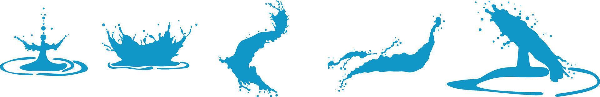 Cartoon water splash illustration in blue color