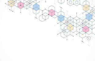Abstract geometric boxes pattern dot line connection background. Modern technology with square mesh. Geometric on white background with lines. vector
