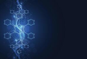 Abstract hexagonal molecular structures in technology background and science style. vector