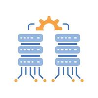 Data integration black line icon vector