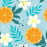 Tropical seamless pattern with white plumeria orange summer seamless pattern for background and fabric vector