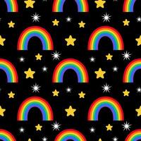 Pride with rainbow and stars seamless pattern for background vector