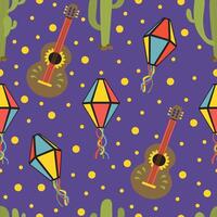 Festa junina seamless pattern on violet background vector
