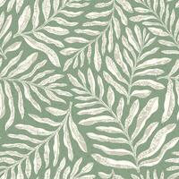 Seamless spring pattern with leaves on a green background vector