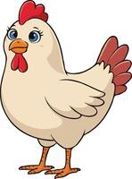 Full Body View of a Friendly Animated Hen with Orange Wings and Tail Feathers vector