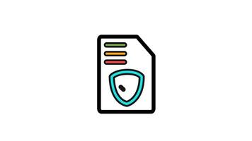 PDF file document symbol. Black line Document icon isolated on white background. File icon. video