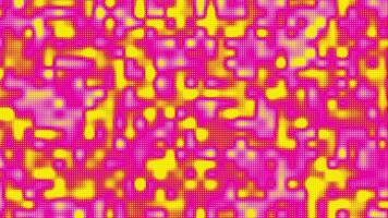 A dot halftone abstract background with pink and yellow geometric shapes and pixelated textures video
