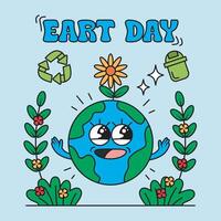 earth image with retro style to commemorate world earth day vector