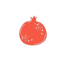 Simple whole pomegranate isolated on white background. Colorful hand drawn pomegranate. Modern abstract fruit vector