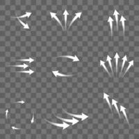 Set of white arrows showing air flow direction, isolated vector