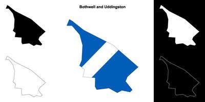 Bothwell and Uddingston blank outline map set vector