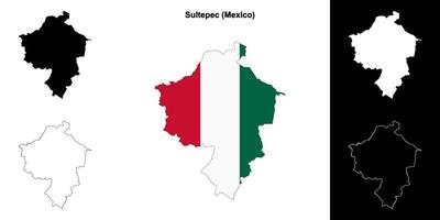 Sultepec municipality, Mexico outline map set vector