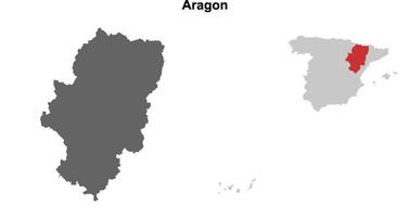 Aragon blank outline map set vector
