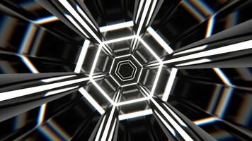 branco néon estroboscópico hexágono caleidoscópio fundo vj ciclo dentro 4k video