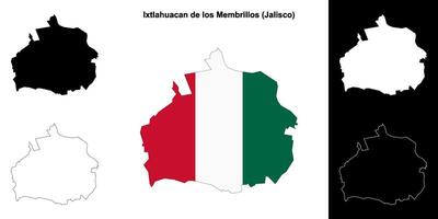 Ixtlahuacan de los Membrillos municipality, Jalisco outline map set vector