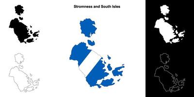 Stromness and South Isles blank outline map set vector