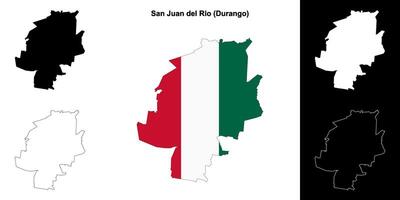 San Juan del Rio municipality, Durango outline map set vector