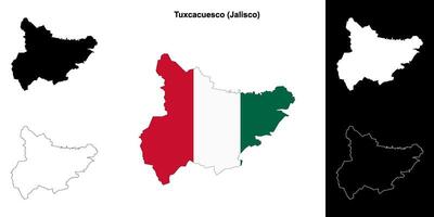 Tuxcacuesco municipality, Jalisco outline map set vector