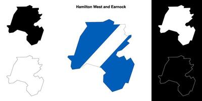 Hamilton West and Earnock blank outline map set vector