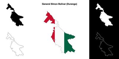 General Simon Bolivar municipality, Durango outline map set vector