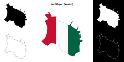 Juchitepec municipality, Mexico outline map set vector
