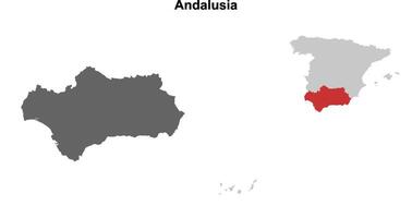Andalusia blank outline map set vector