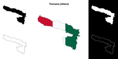 Tuxcueca municipality, Jalisco outline map set vector