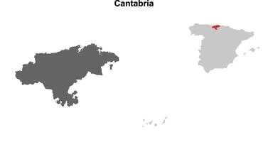 Cantabria blank outline map set vector