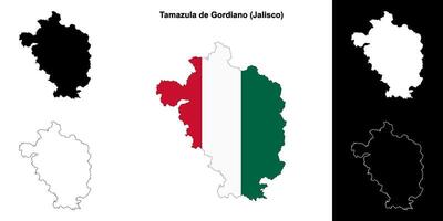 Tamazula de Gordiano municipality, Jalisco outline map set vector