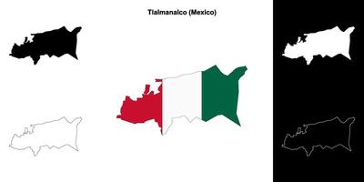 Tlalmanalco municipality, Mexico outline map set vector