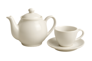 Realistic teapot and cup set isolated object on high resolution photorealistic image png