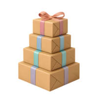 Gift boxes stacked isolated object high resolution photorealistic design in a minimalist environment png