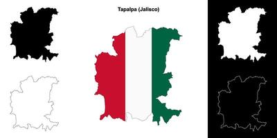 Tapalpa municipality, Jalisco outline map set vector