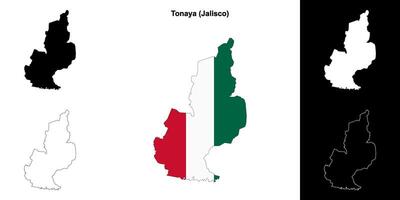 Tonaya municipality, Jalisco outline map set vector