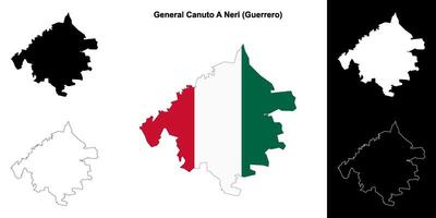 General Canuto A Neri municipality, Guerrero outline map set vector
