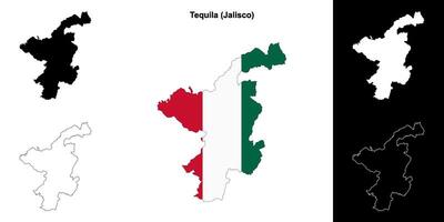 Tequila municipality, Jalisco outline map set vector