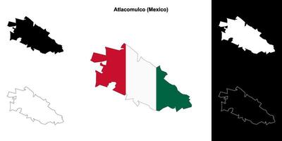 Atlacomulco municipality, Mexico outline map set vector