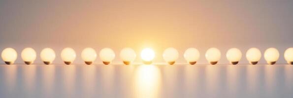 Symmetry and illumination, minimalist sunrise light bulb display for modern design. Symbolism of fresh starts photo