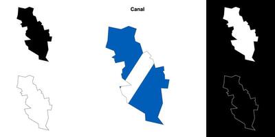 Canal blank outline map set vector