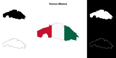 Texcoco municipality, Mexico outline map set vector