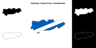 Hazlehead - Queens Cross - Countesswells blank outline map set vector