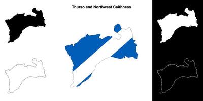 Thurso and Northwest Caithness blank outline map set vector
