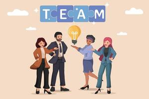 Business Team Collaboration and Creative Idea Generation for Business Innovation. vector