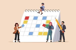 Teamwork and Organization Scheduling and Meeting Deadlines on a Large Calendar. vector