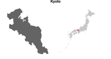 Kyoto prefecture blank outline map set vector