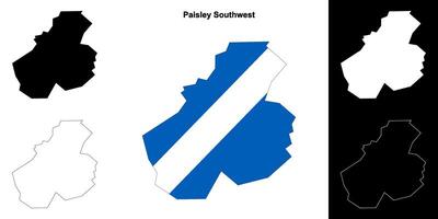Paisley Southwest blank outline map set vector