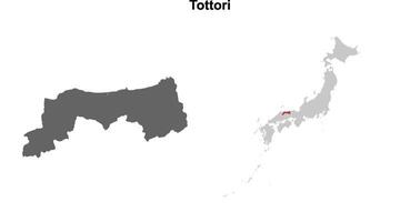 Tottori prefecture blank outline map set vector